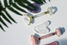 Load image into Gallery viewer, clear quartz guasha, guasha, face roller, clear quartz face roller, angel energy, earth angel energy, guasha, clear quartz properties
