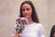 Load image into Gallery viewer, earth angel energy, angel energy t-shirt, t-shirt, embroidered t-shirt, embroidered earth angel tshirt, tshirt near me, embroidered tshirt dress, unisex embroidered tshirt