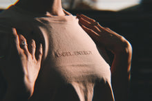 Load image into Gallery viewer, earth angel energy, angel energy crop, crop top, embroidered crop top, crop top in pink